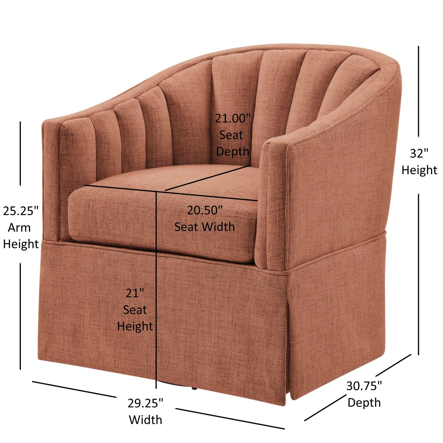 Solitude - Skirted Swivel Accent Chair With Hemp Like