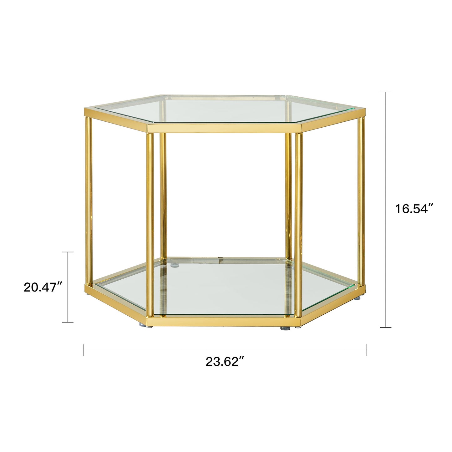 Modern Coffee Table With Double Layer Tempered Glass And Polygonal Design