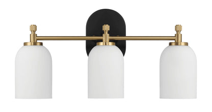 Meadows - 3 Lights Vanity Brush Bathroom Wall Light For Bathroom Over Mirror - Black / Gold / White