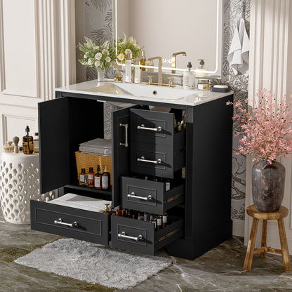 Traditional Bathroom Vanity With Soft Close Doors And Drawers
