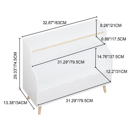 Kids Bookcase, Children Book Organizer Toy Storage Cabinet - White