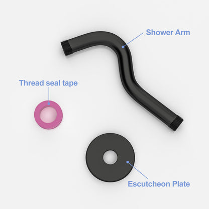 8" Shower Arm With Flange, Adjustable Angles - Matte Black