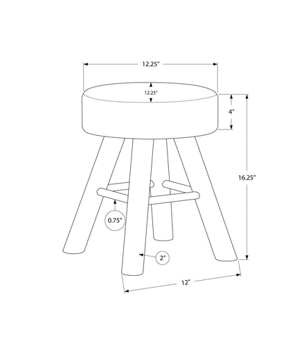 Ottoman, Pouf, Footrest, Foot Stool, Round Velvet, Natural Wood Legs, Contemporary, Modern