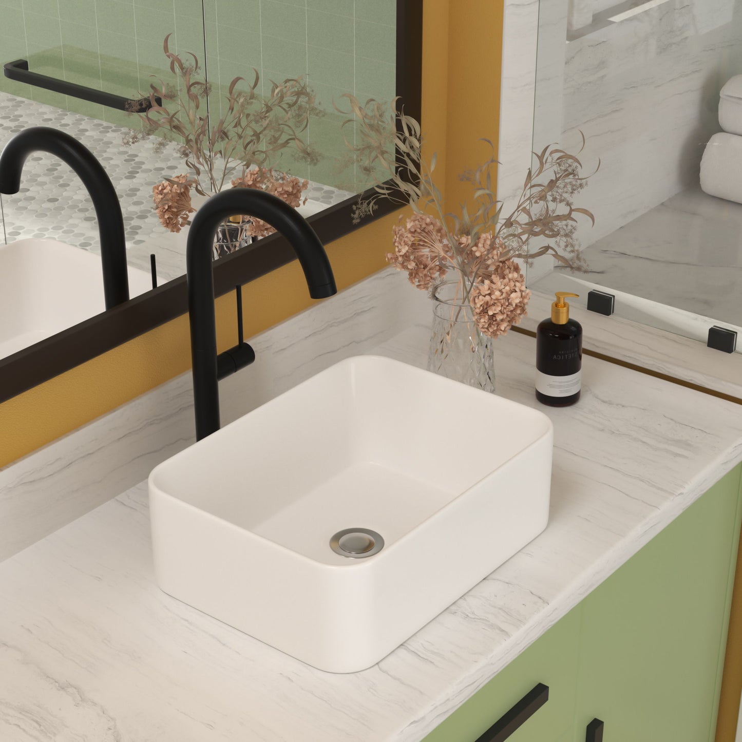 Sleek Ceramic Rectangular Vessel Bathroom Sink