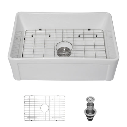 Apron Front Reversible Single Bowl Kitchen Sink & Grid And Strainer