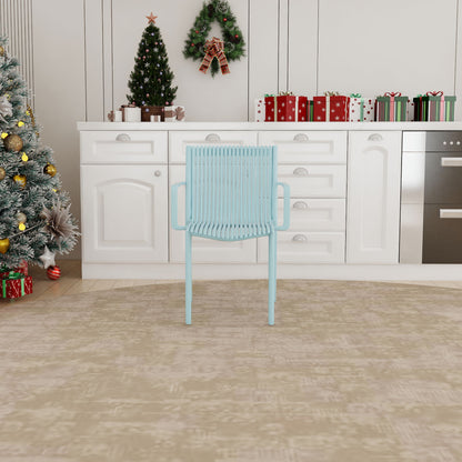 4 Piece Stackable Single Chairs With Vertical Stripe Design For All Weather