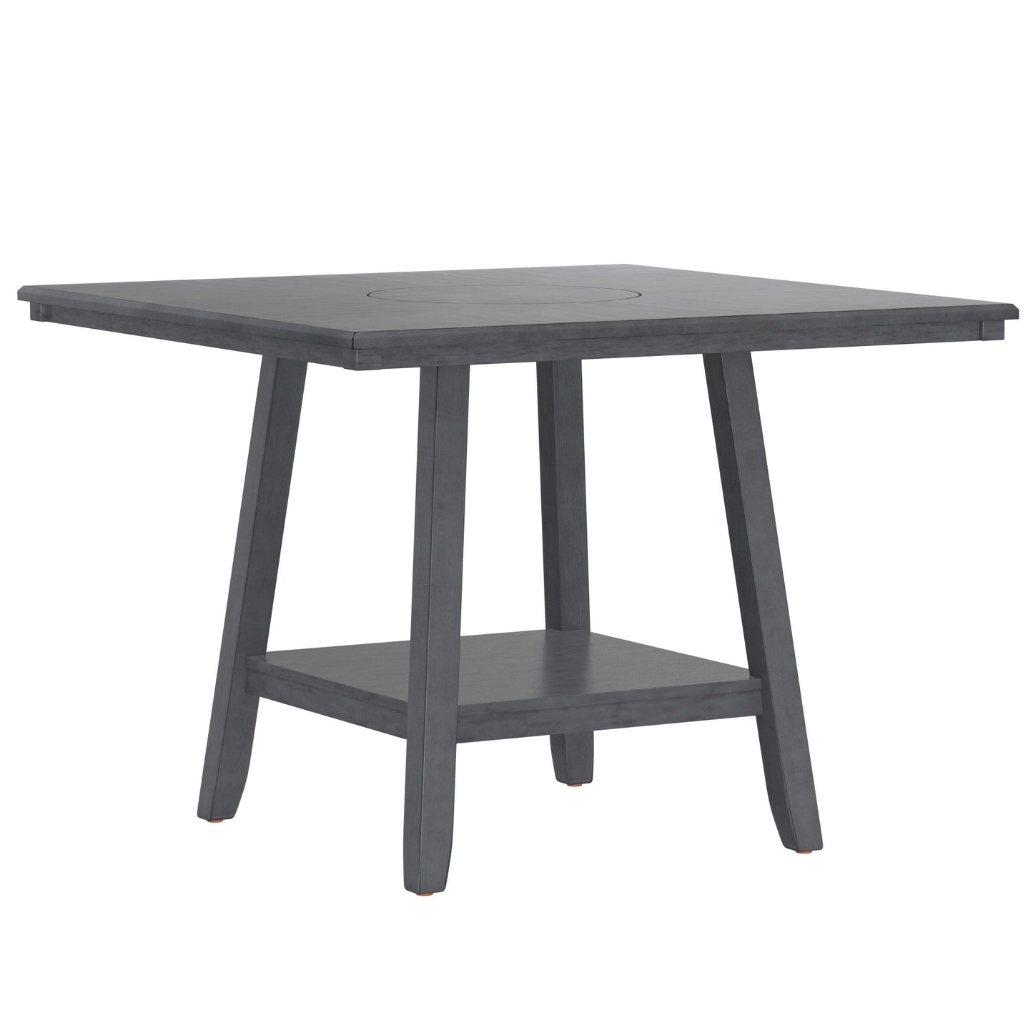 Counter Height Dining Table With Tapered Base And Lazy Susan - Gray