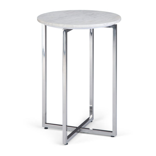 Marsden - Side Table With Polished Base - White / Silver
