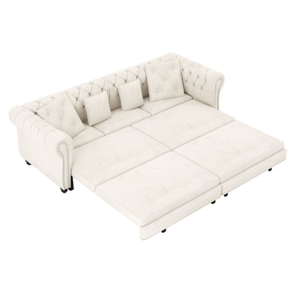 3 In 1 Pull Out Sofa Bed With Movable Ottoman