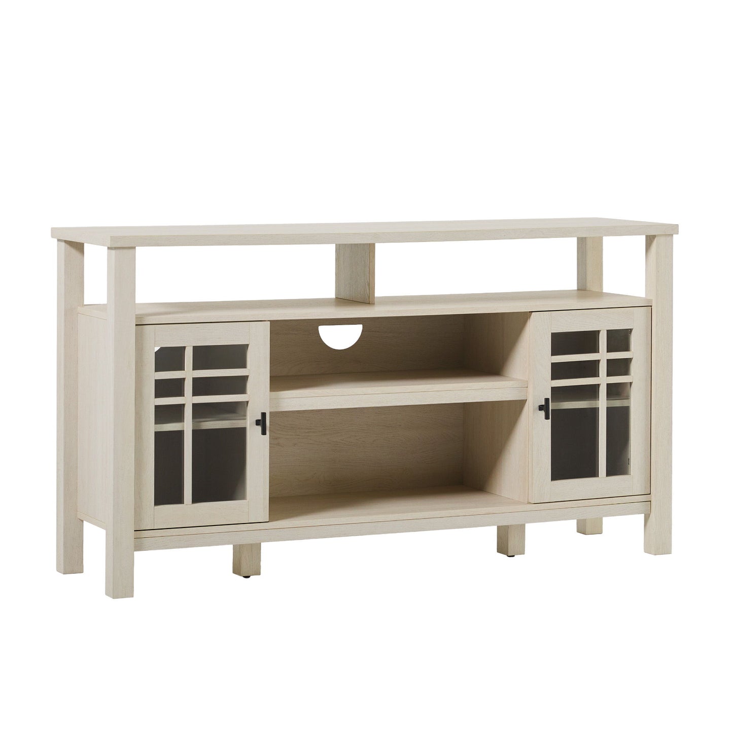 2 Door Sideboard With Windowpane Design - Ivory Oak