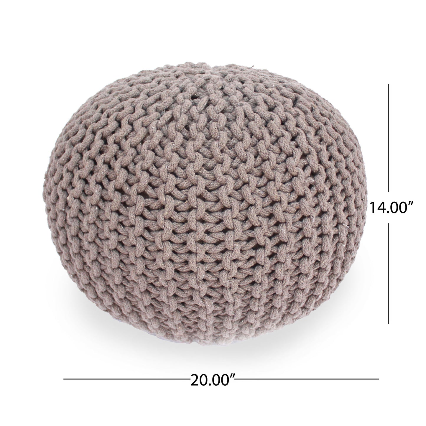 Moro - Knitted Cotton Round Pouf With Pumpkin Shape