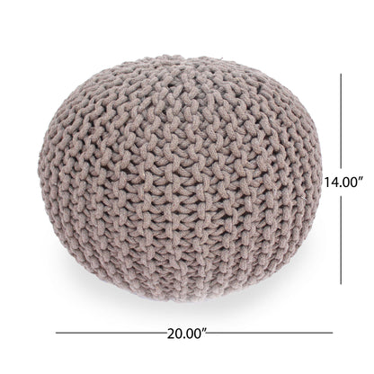 Moro - Knitted Cotton Round Pouf With Pumpkin Shape
