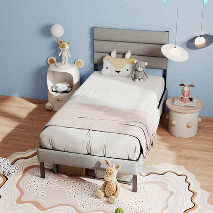 Upholstered Platform Bed Frame With Headboard, No Box Spring Needed, Underbed Storage