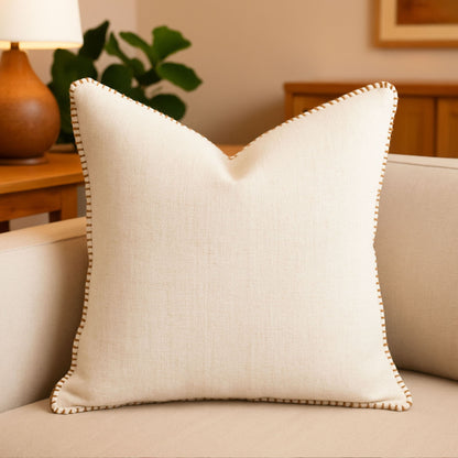 Homey Cozy - Throw Pillow With Decorative Stitching - Ivory