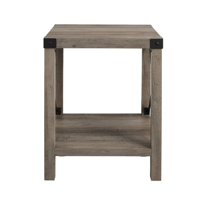 Rustic X 2 Tier Side Table - Gray Wash