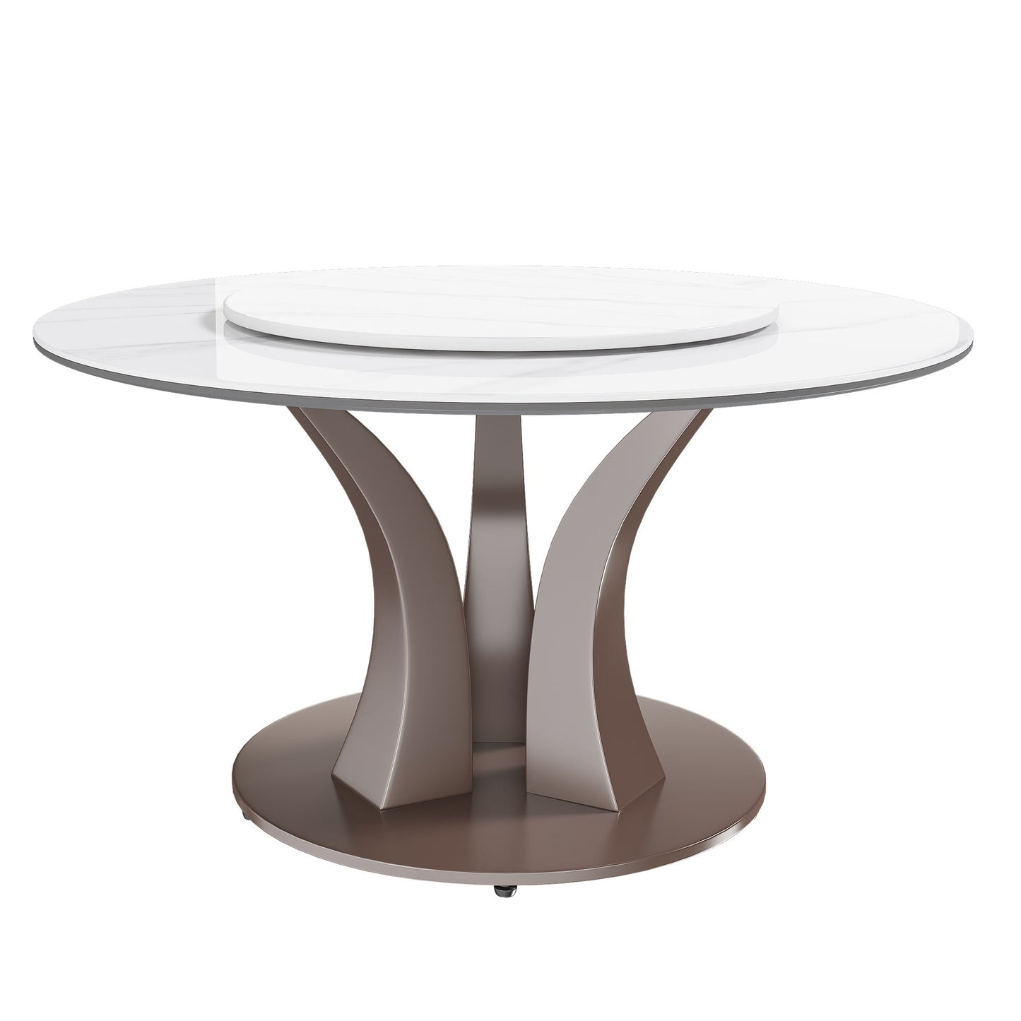 Table With Rotating Tray Scratch & Heat For Kitchen & Restaurant, 4 Chairs - White