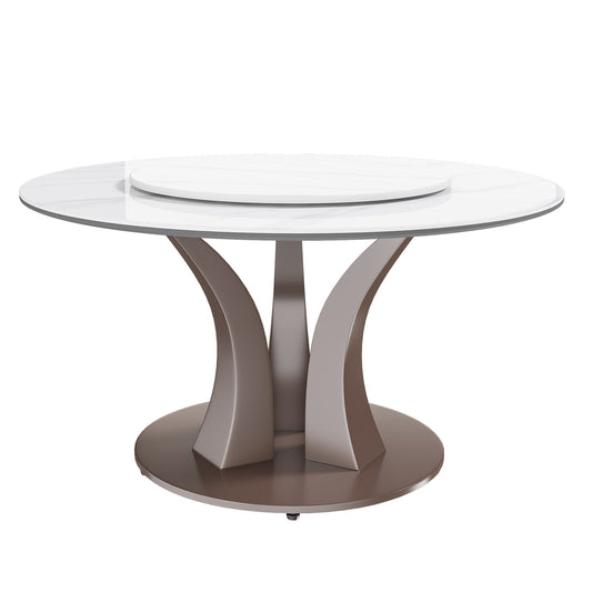 Table With Rotating Tray Scratch & Heat For Kitchen & Restaurant, 4 Chairs - White