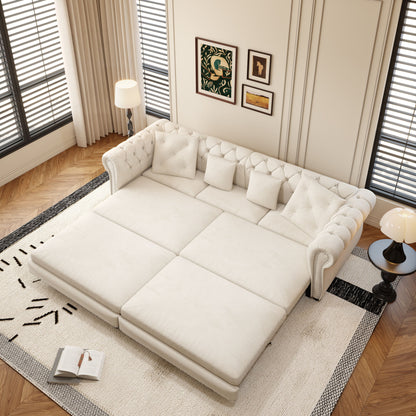 3 In 1 Pull Out Sofa Bed With Movable Ottoman