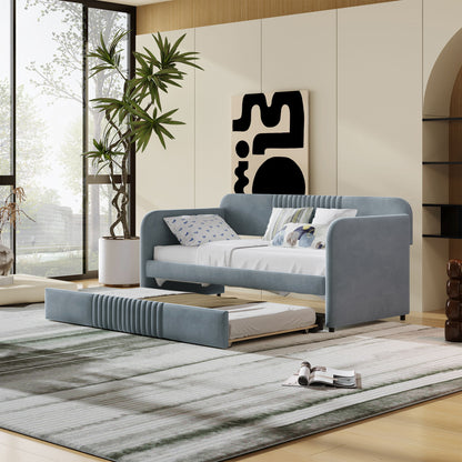 Upholstered Daybed Sofa Bed With Trundle Bed