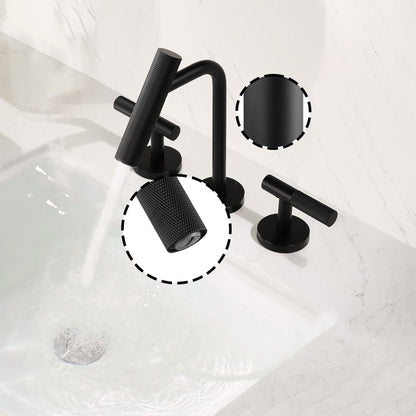 2 Handles Widespread 8" Bathroom Faucet With Solid Brass Construction - Matte Black