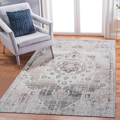 Payas - 6' X 9' Medallion Area Rug - Cream / Beige