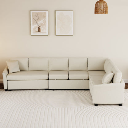 L-Shaped Sofa Convertible Sofa Bed Pull Out Sofa Sleeper With Two Back Pillows, Two USB Ports And Two Power Sockets For Living Room