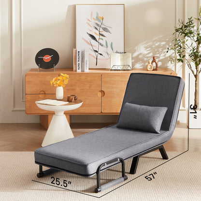 Convertible 5 In 1 Folding Chair Bed With Adjustable Backrest & Pillow Linen