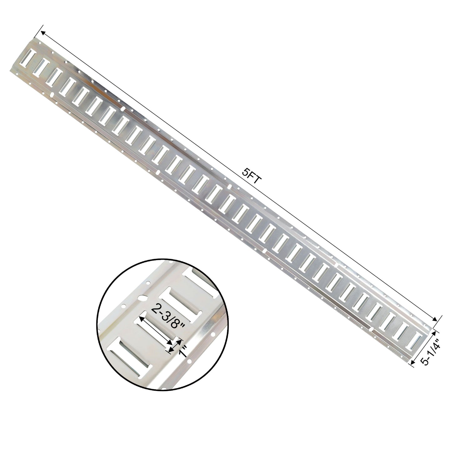 Universal E Track Tie-Down Rail Kit For Trucks, Vans, Garages - Silver