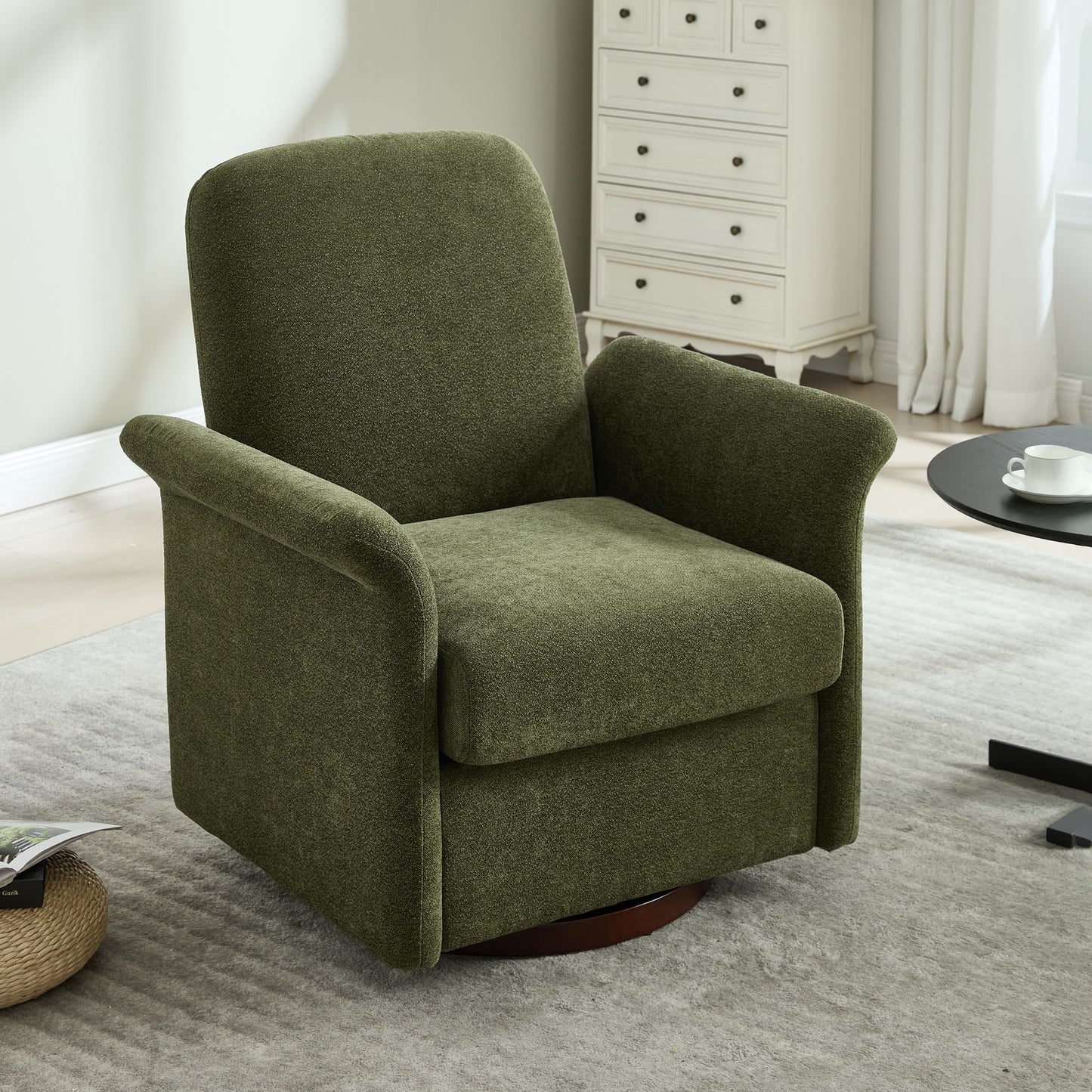 Modern Swivel Barrel Accent Chair With Base