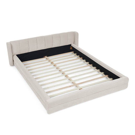 Modern Upholstered Bed Frame With Thick Chenille Fabric And Headboard