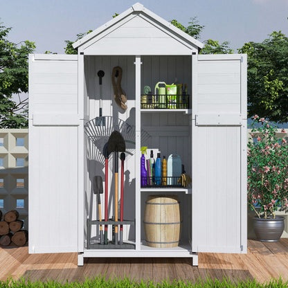 Storage Shed With Double Doors For Outdoor Garden Tool Organization - White