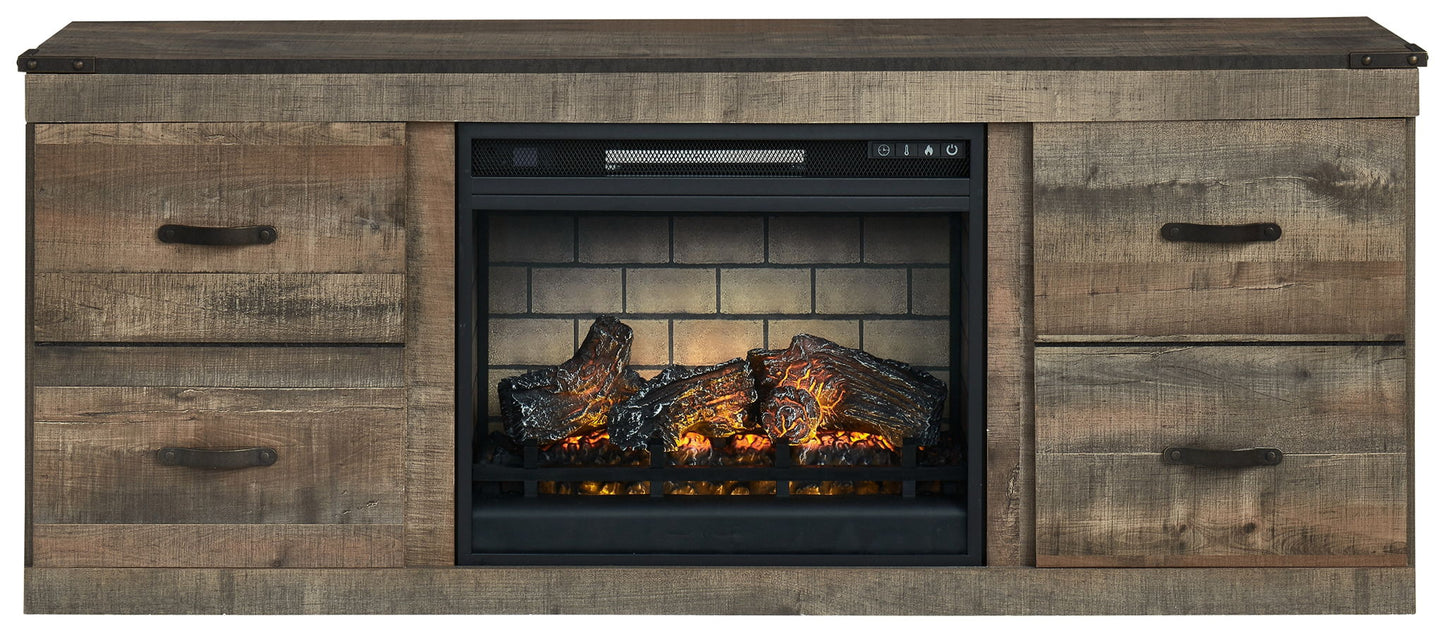 Trinell - TV Stand With Electric Fireplace - Brown