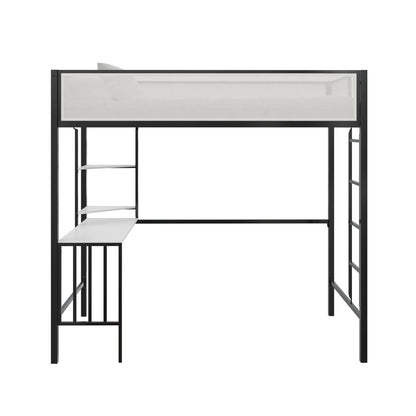 Axel - Twin Loft Bed With Desk & Shelves - Black