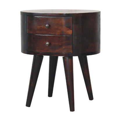 Rounded Bedside Table - Walnut