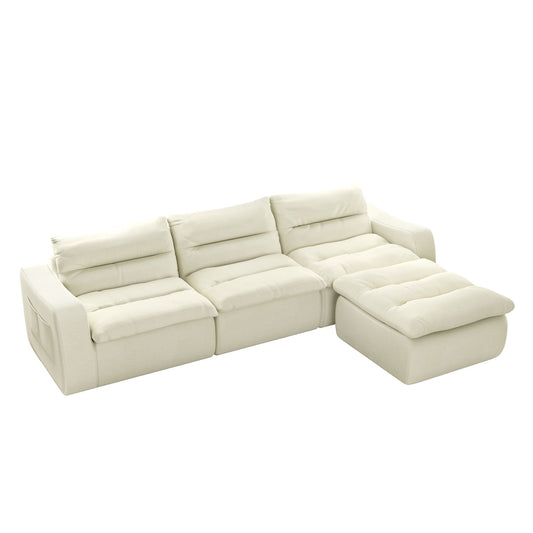 Modern L Shaped Modular Beanbag Sofa, Comfortable Lazy Style, Compression Sponge And Cloth