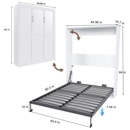 Queen Murphy Bed, Space Saving Design - White