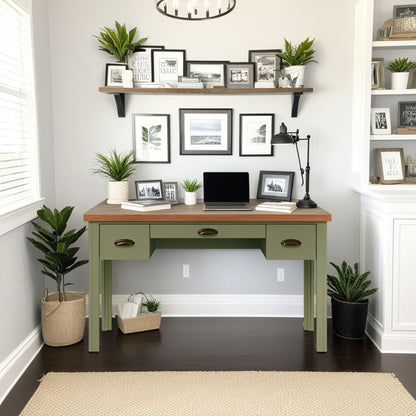 Writing Desk - Sage Green And Fruitwood