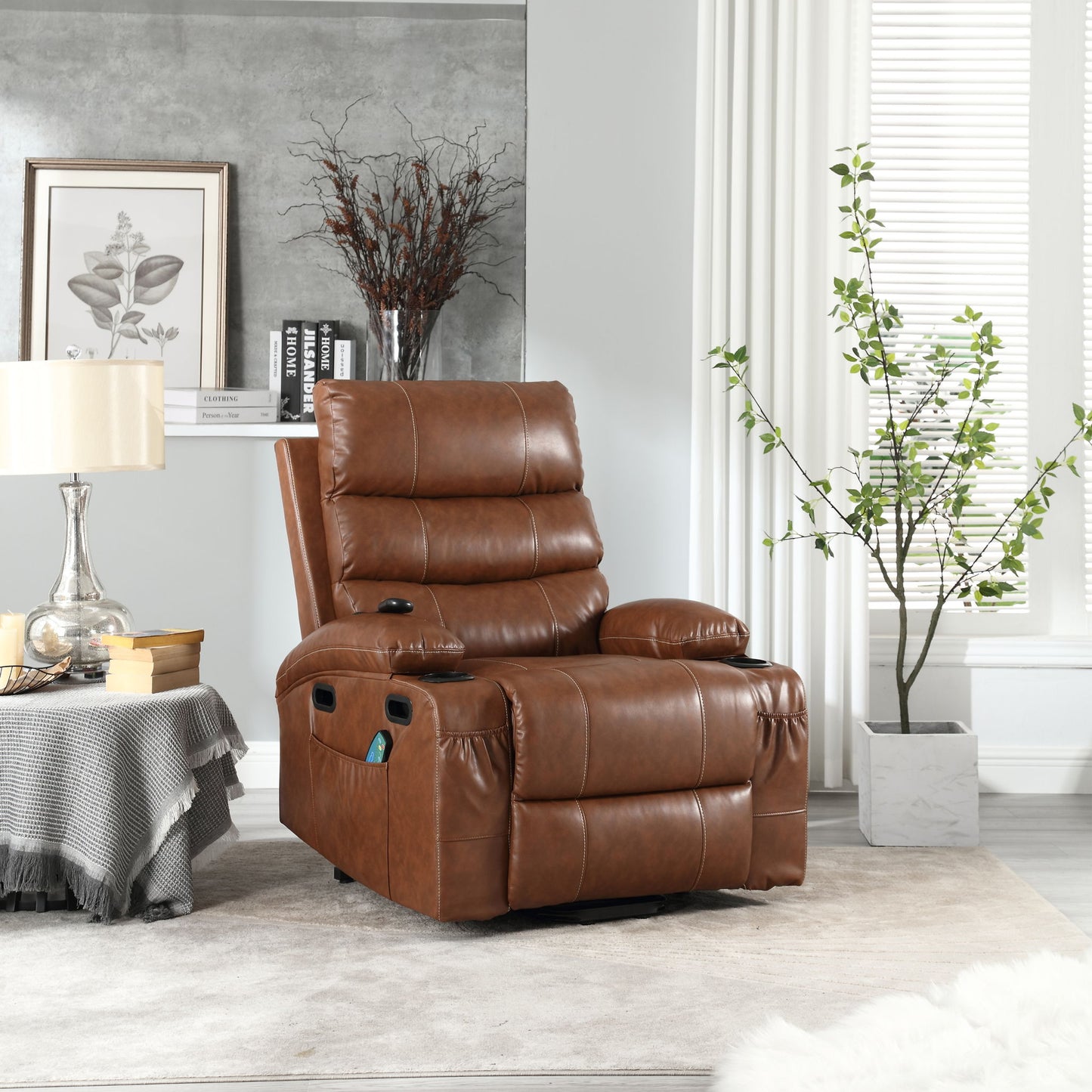 Cozy Electric Power Lift Recliner Chair Sofa For Elderly With Vibration Massage And Lumbar Heat