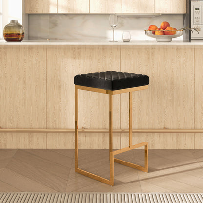 Joel - Upholstered Stool - Black / Gold