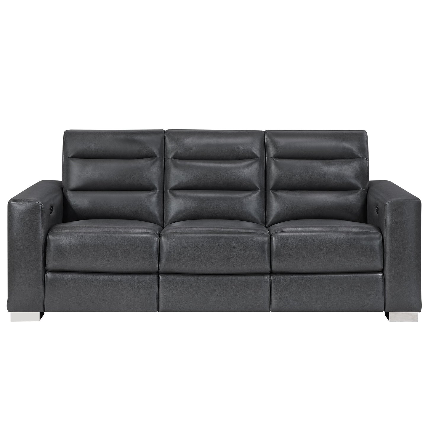 Yamein - Power Reclining Sofa With Bookcase Arms And LED Lights - Charcoal