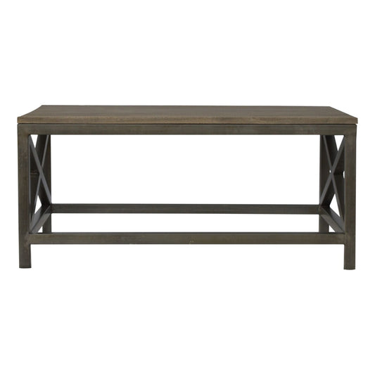 Cross Metal Coffee Table - Pewter