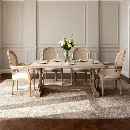 French Vintage Upholstered Fabric Dining Armchair (Set of 2) - Beige