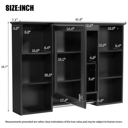 3 In 1 Modern Bathroom Mirror Cabinet With Adjustable Shelf, Soft Close Door, High Definition Mirror & Towel Bar