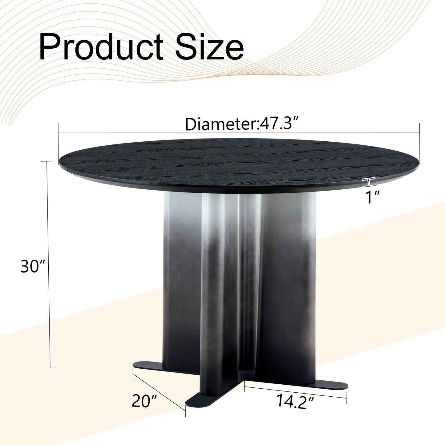 Dining Table With Gradient Legs - Black