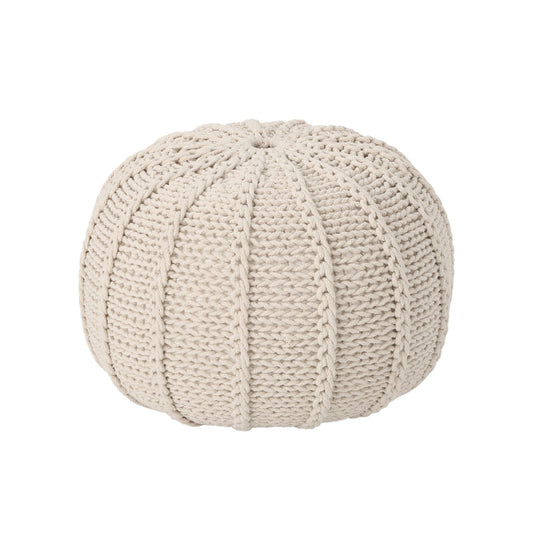 Bordeaux - Knitted Cotton Round Pouf Ottoman And Floor Cushion