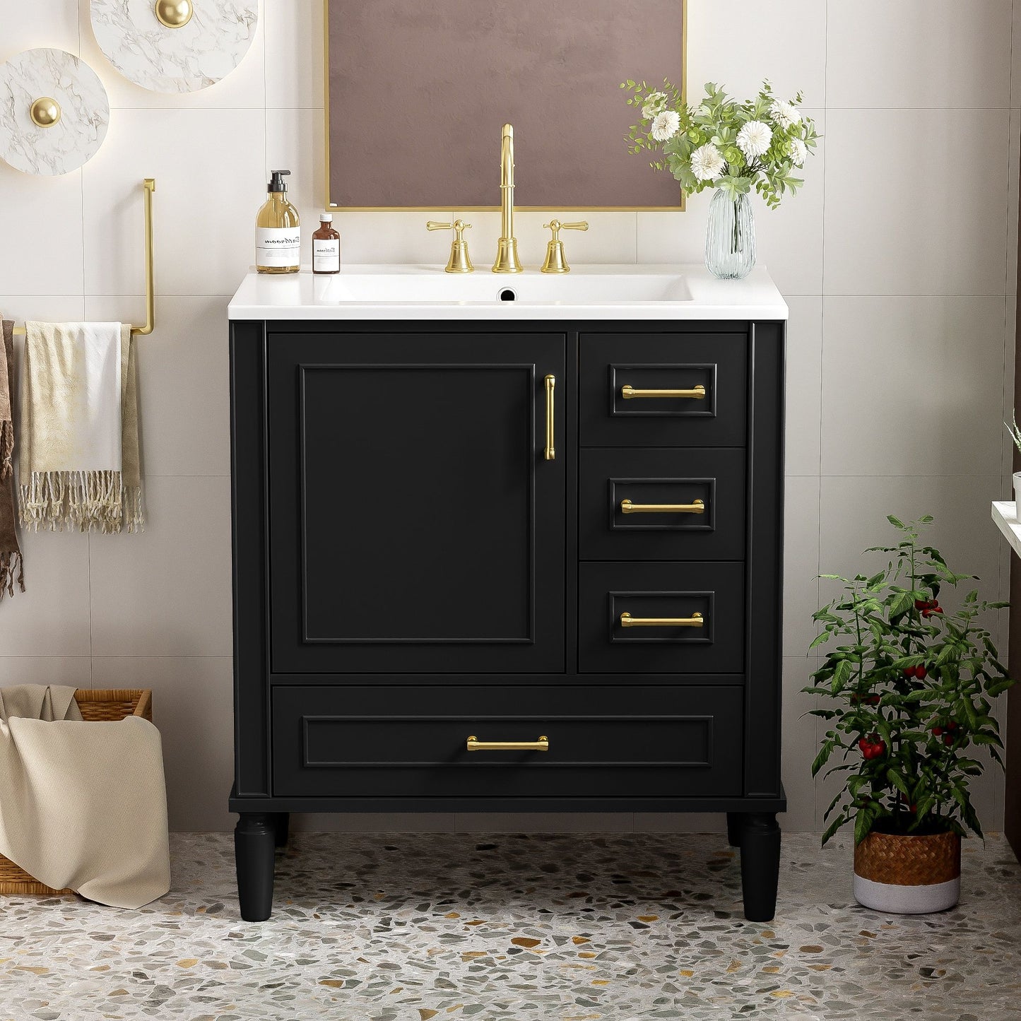 Traditional Bathroom Vanity Set With Soft Close Doors