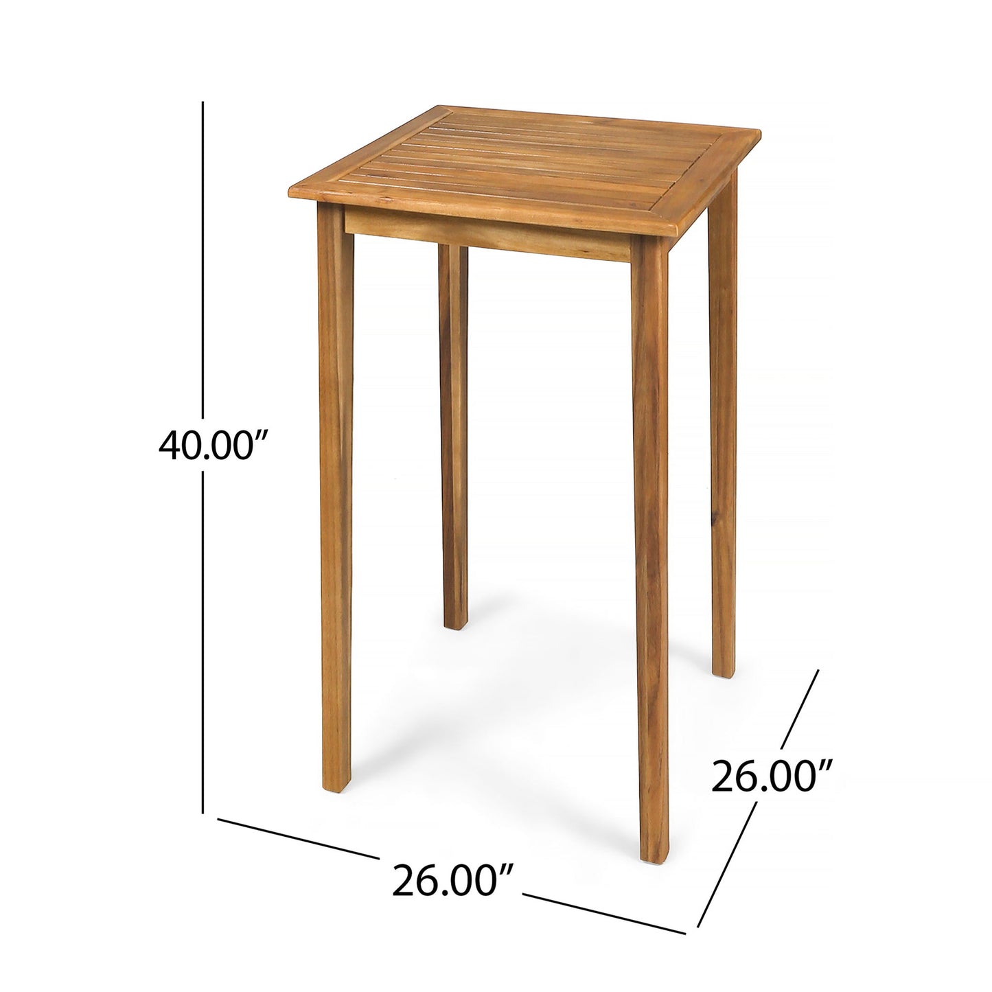 Outdoor Minimalist Acacia Wood Square Bar Table