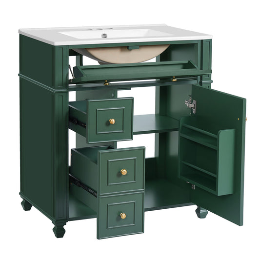 Bathroom Vanity Cabinet With Sink, Soft Close Doors With Door Organizer