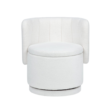 Modern 360 Degree Swivel Back Sofa Chair With Storage Space Boucle, Perfect For Bedroom And Living Room - Beige