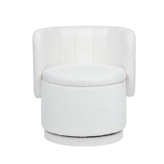 Modern 360 Degree Swivel Back Sofa Chair With Storage Space Boucle, Perfect For Bedroom And Living Room - Beige